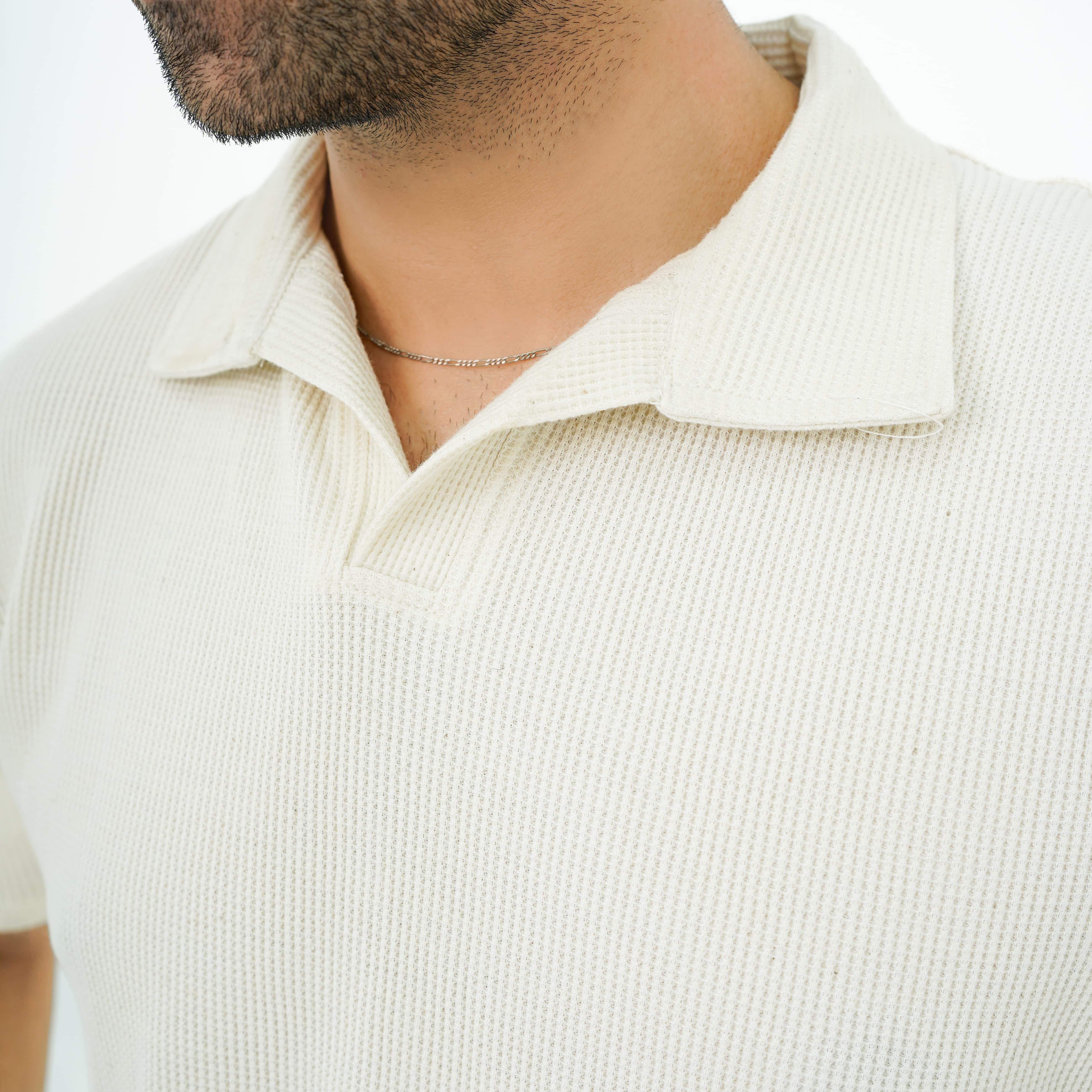 Zaimoon Thermal V Neck creme color  polo shirt